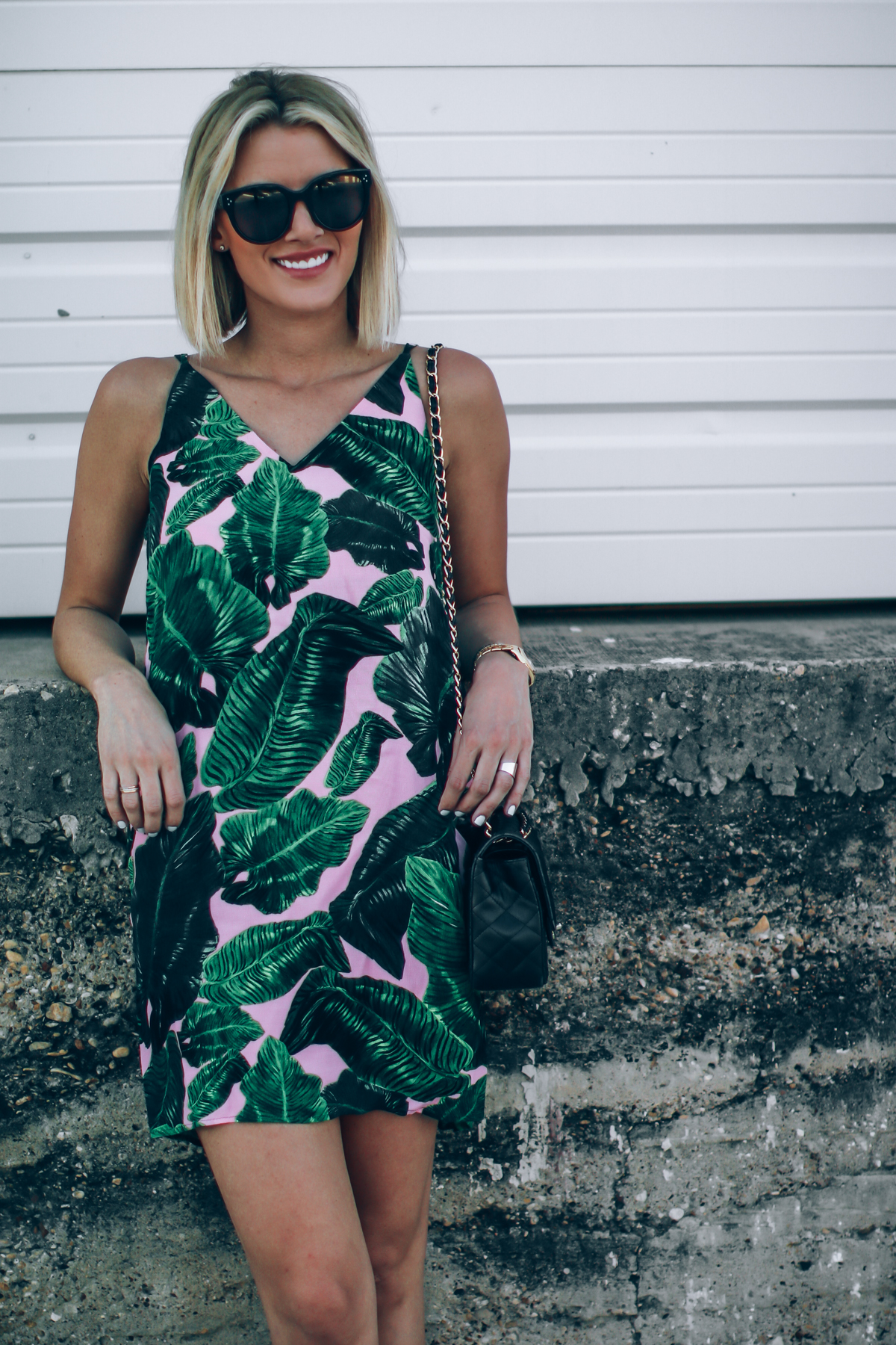 palm print dress on Sage Coralli