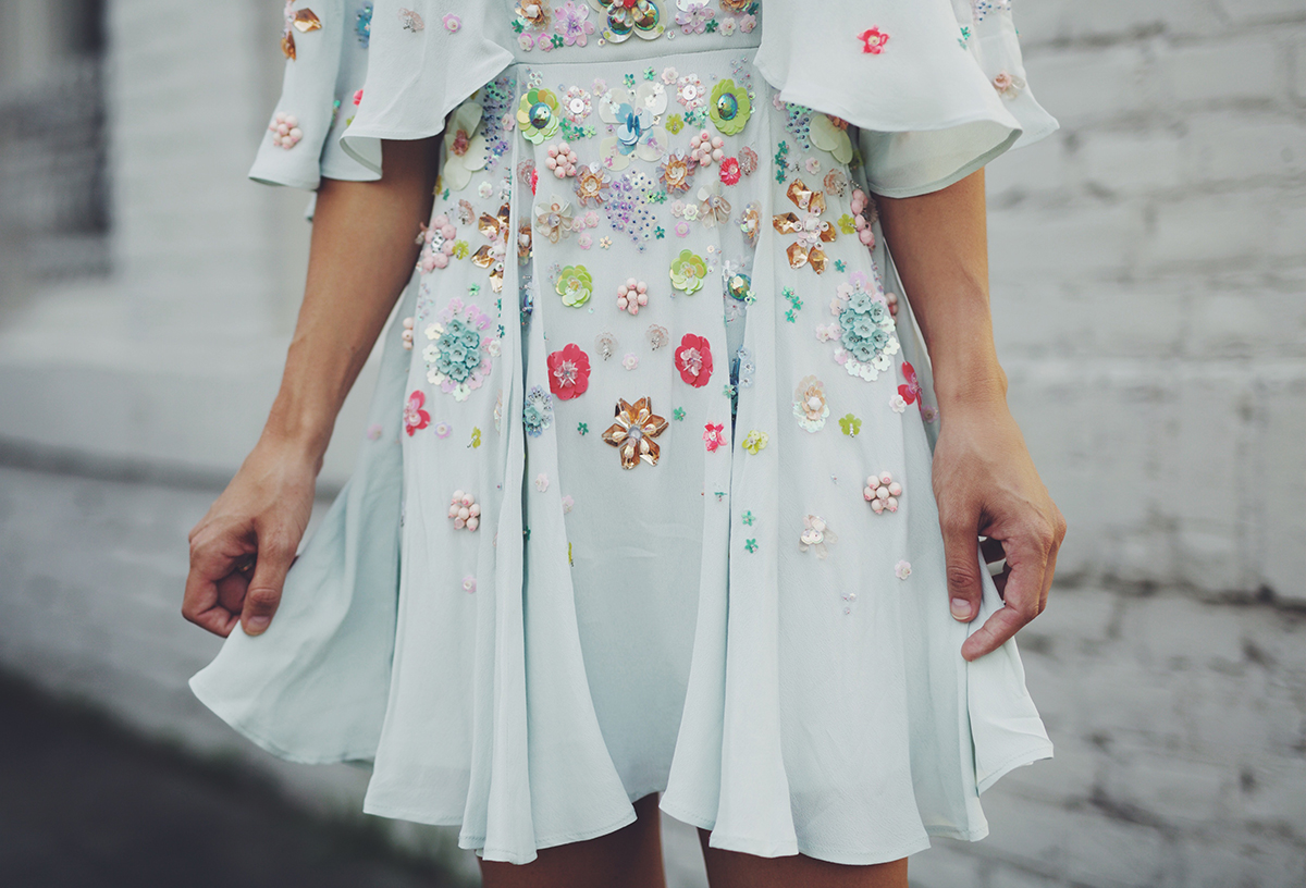 floral sequins embellished dresses