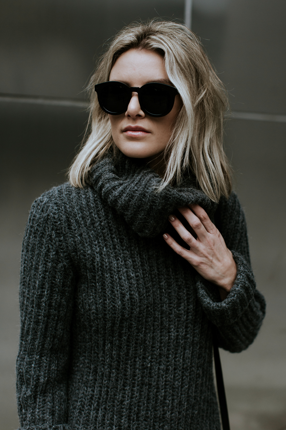 charcoal grey chunky knit sweater