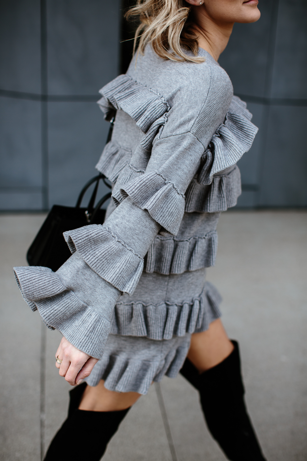 grey tiered sweater dress chicwish