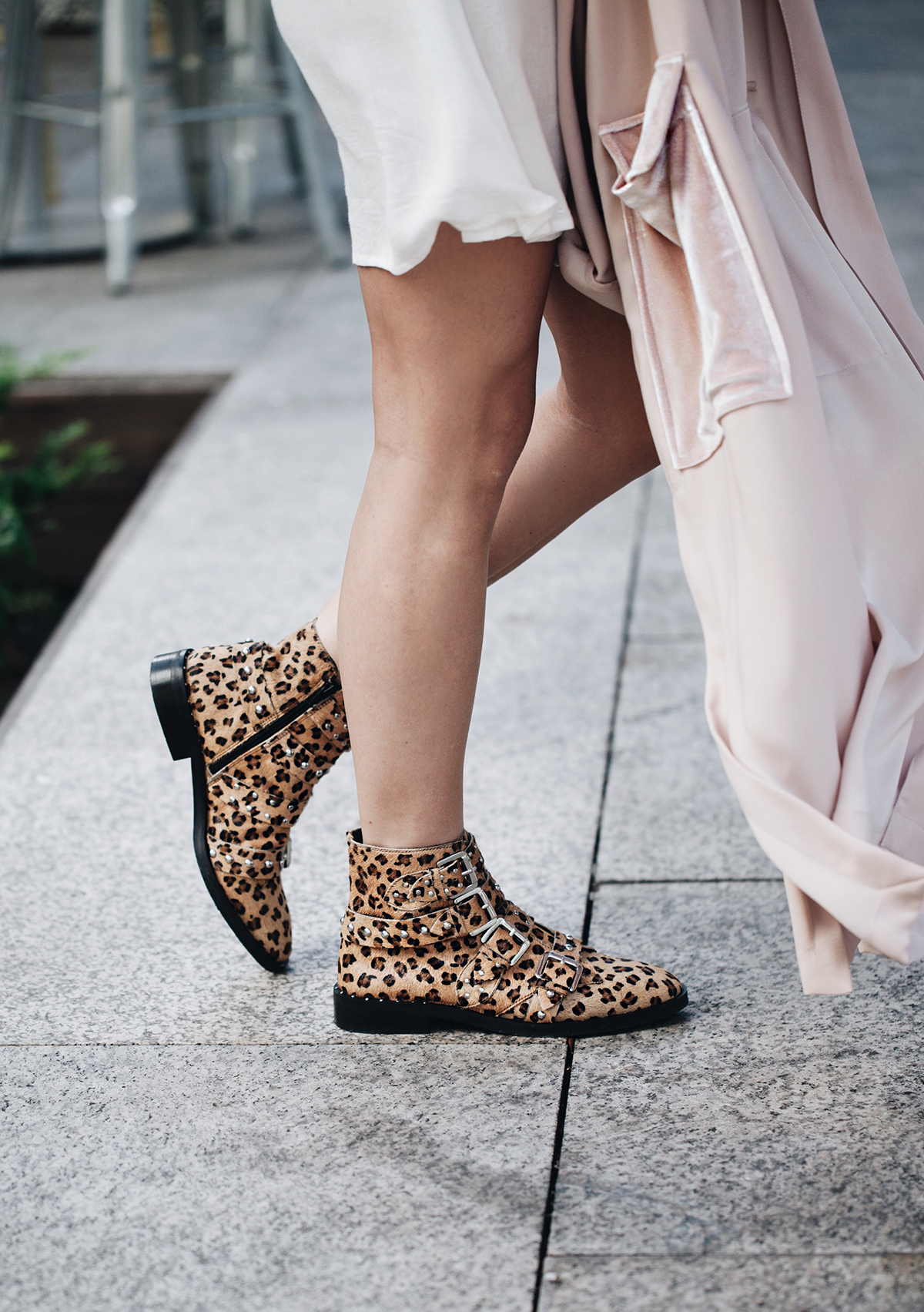 leopard calf hair amelia studded ankle boots