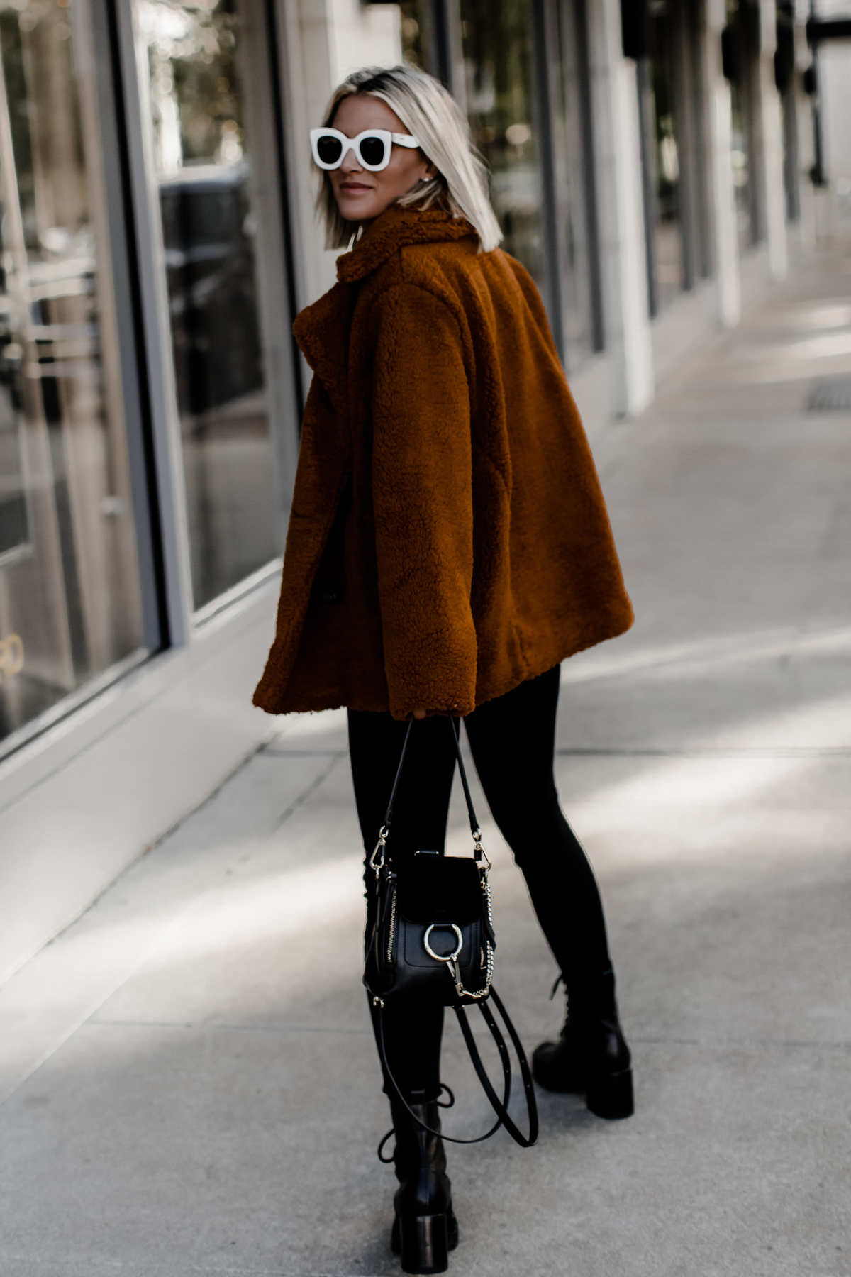 cozy oversized coat on blogger So Sage
