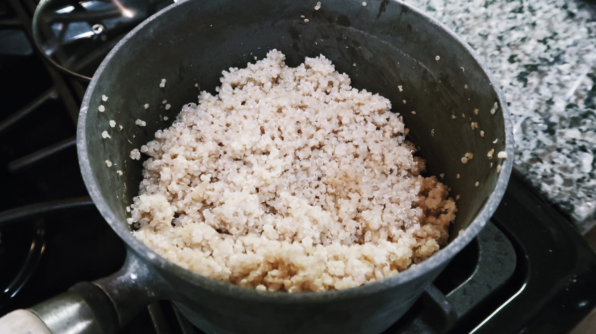 perfectly cooked quinoa in chicken broth for flavor