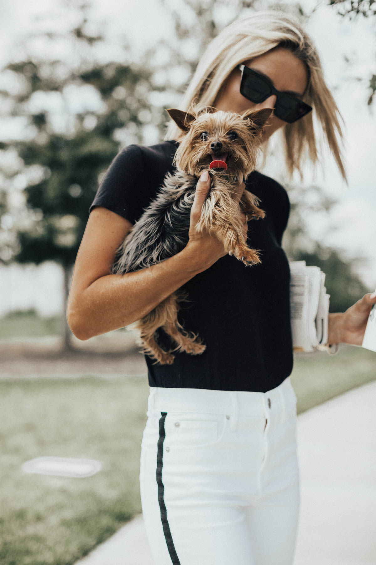 blogger So Sage with her yorkie dog Miley