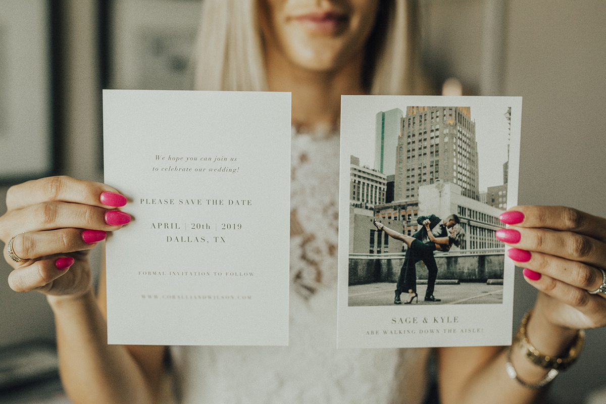 Sage Coralli of So Sage Blog used mohawk paper from Papier for her save the dates for her wedding