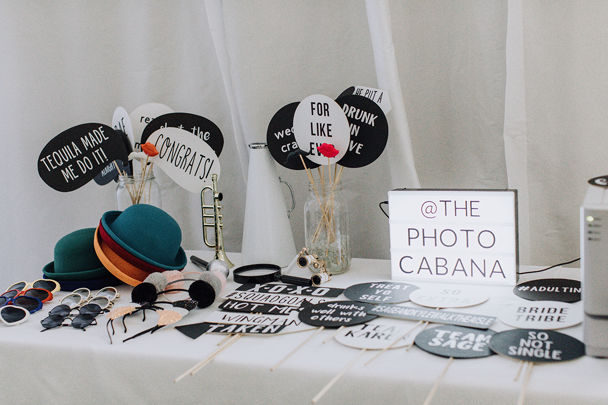 Dallas photo booth vendor the Photo Cabana with custom photo booth props for a wedding