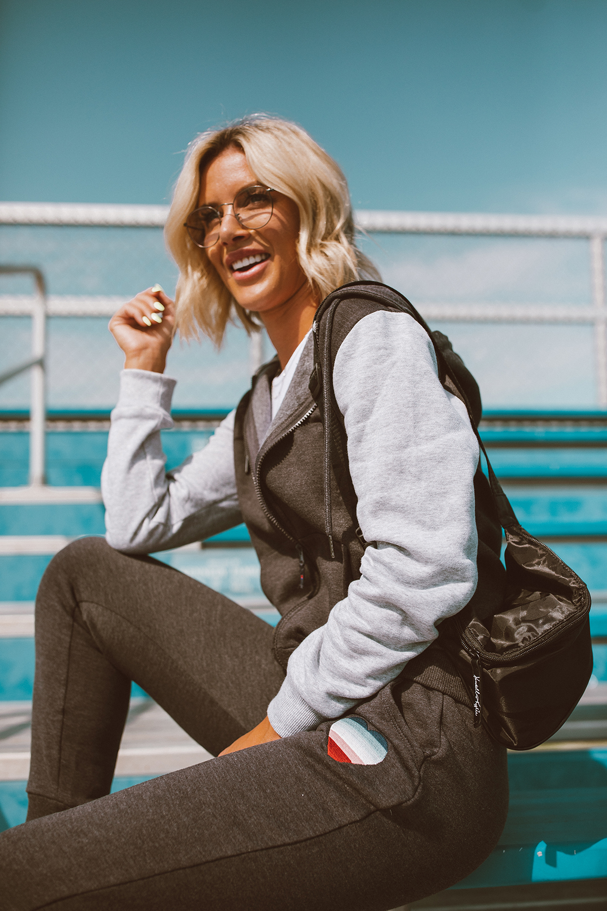 blogger So Sage wearing a cozy tracksuit under $50