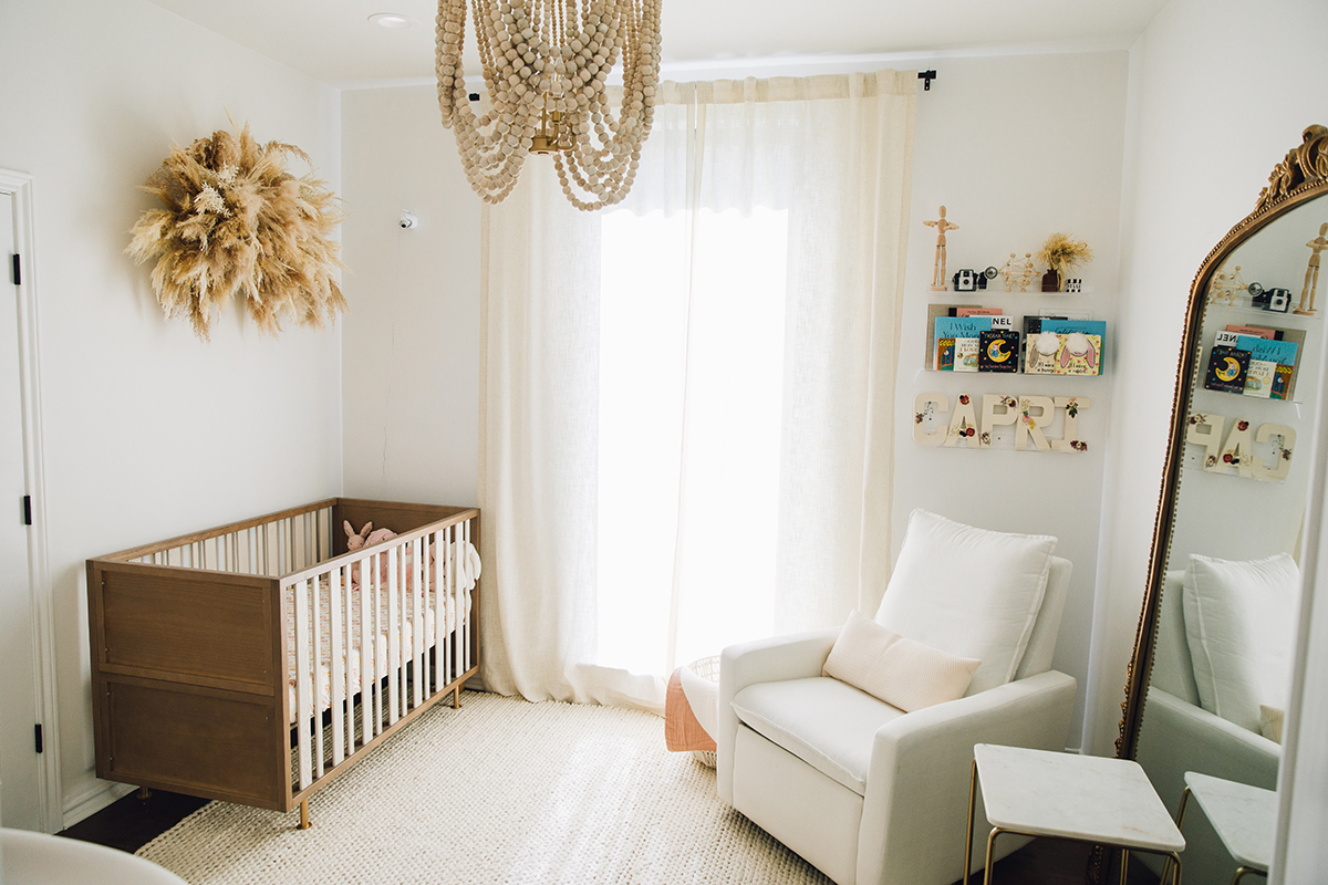 baby girl nursery inspiration with gold accents and neutral furniture
