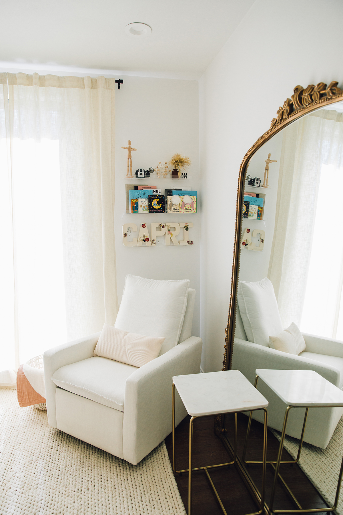 neutral colored baby girl nursery