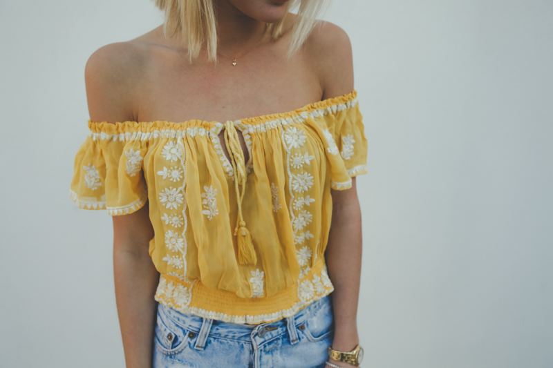 embroidered off the shoulder blouse