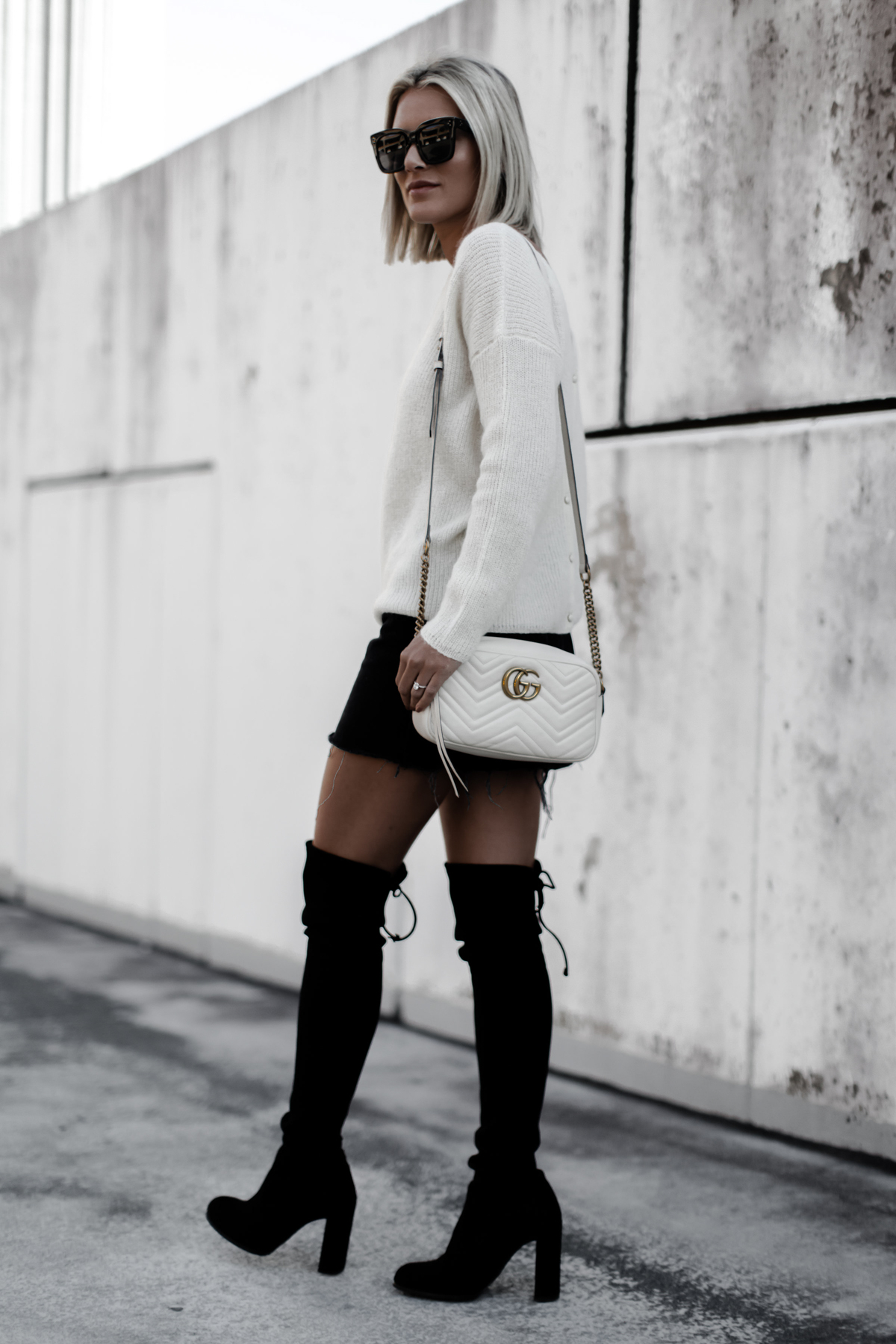 A cute cream sweater outfit for Fall on blogger So Sage