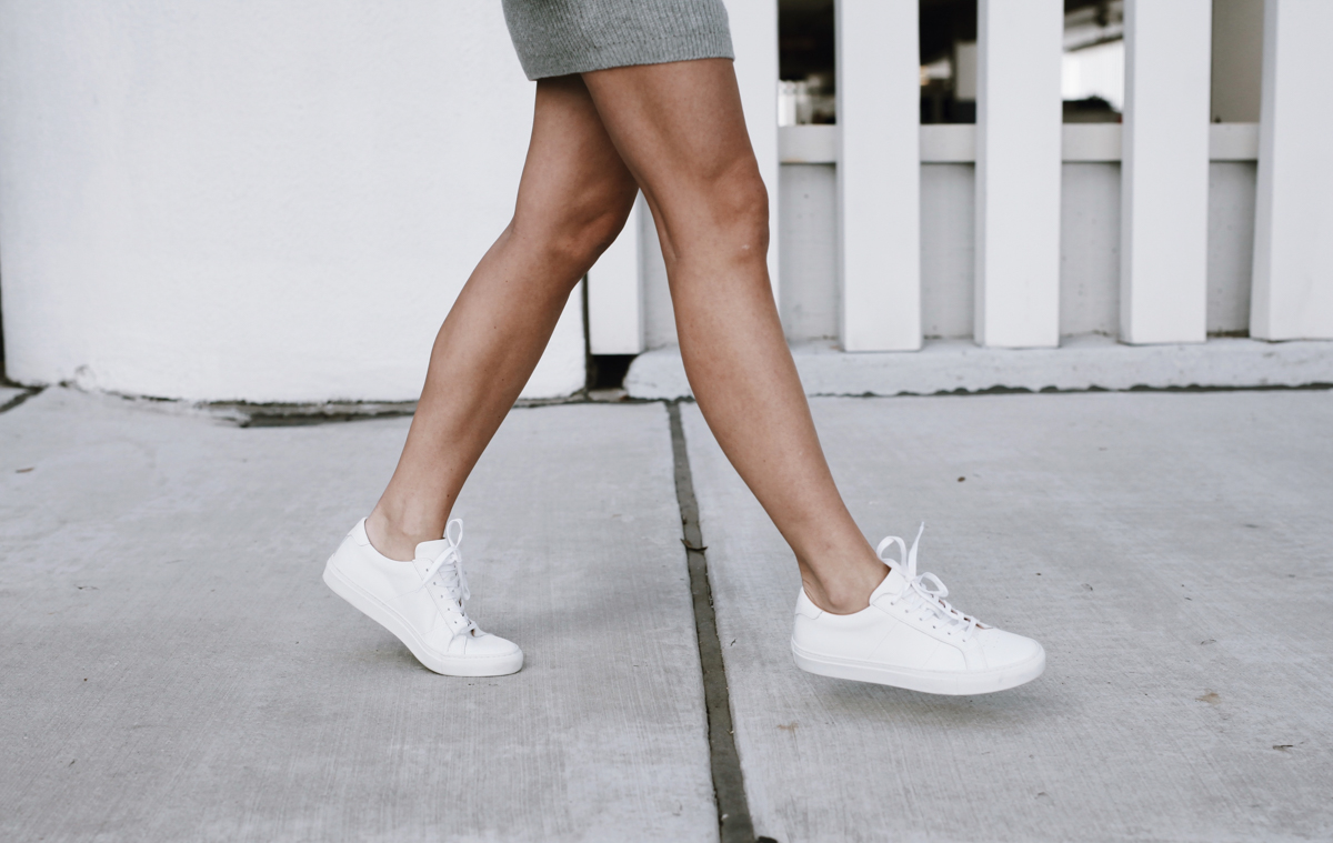 So Sage Blog wearing Greats Brand white sneakers