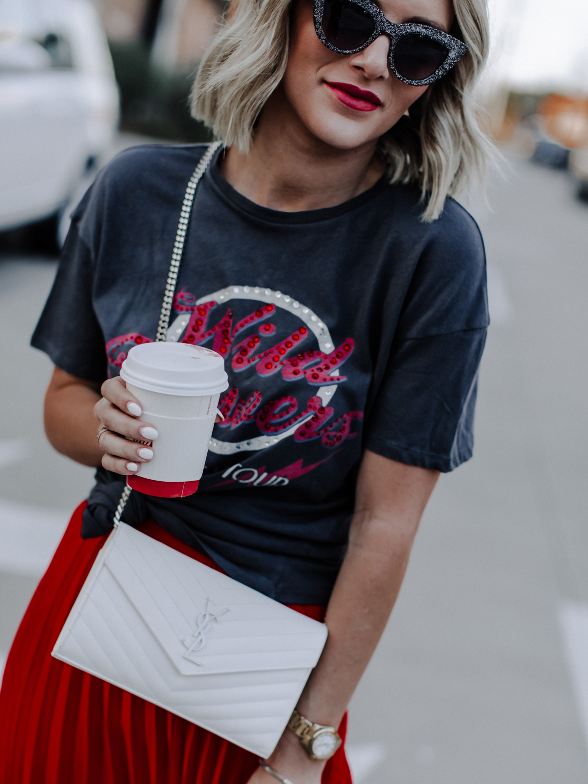 edgy red wild flower topshop shirt on blogger So Sage