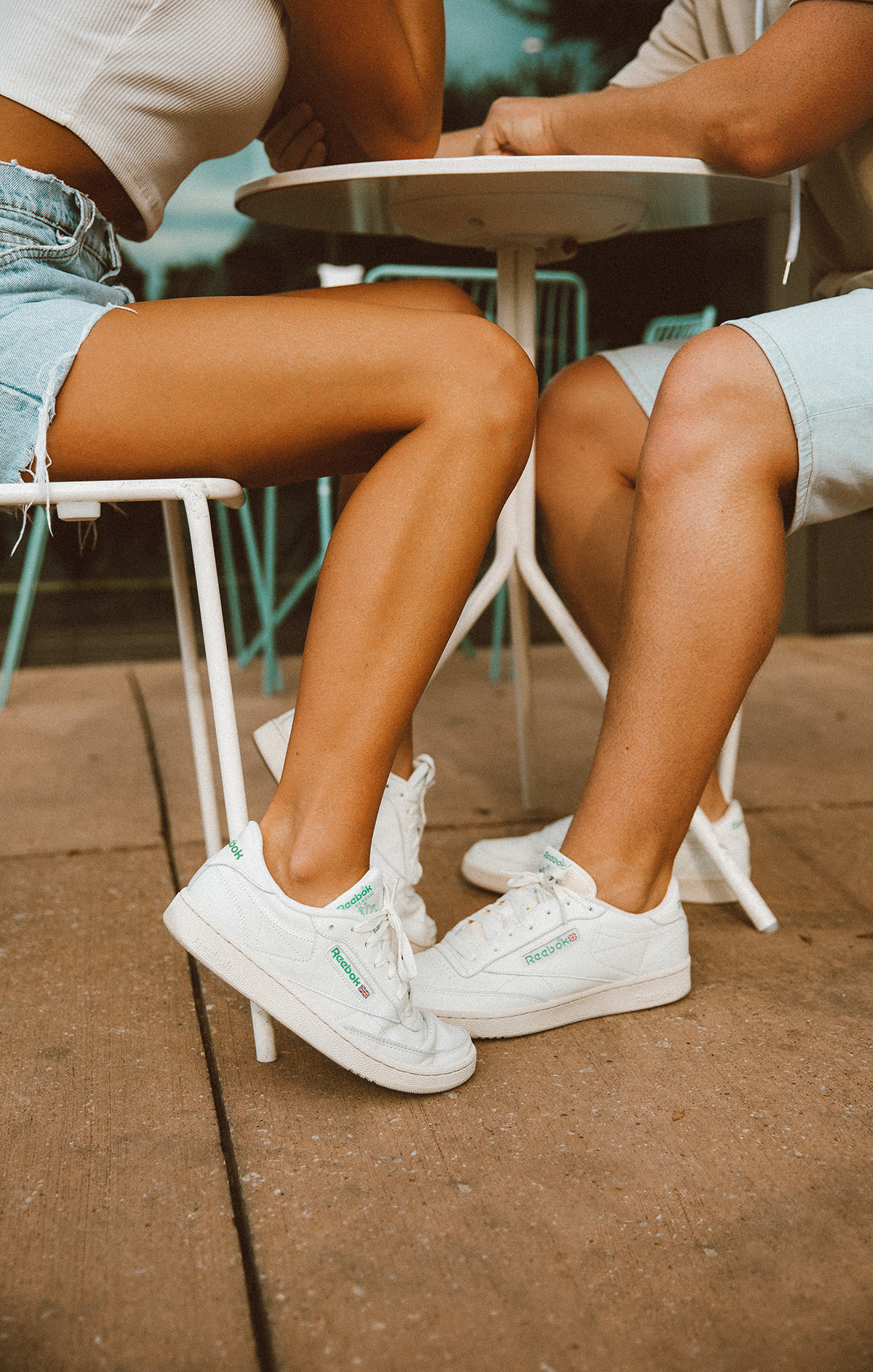 husband and wife ice cream date wearing vintage sneakers